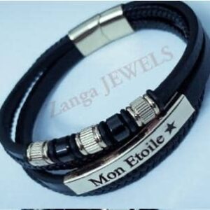 Bracelet Simili cuir Argenté